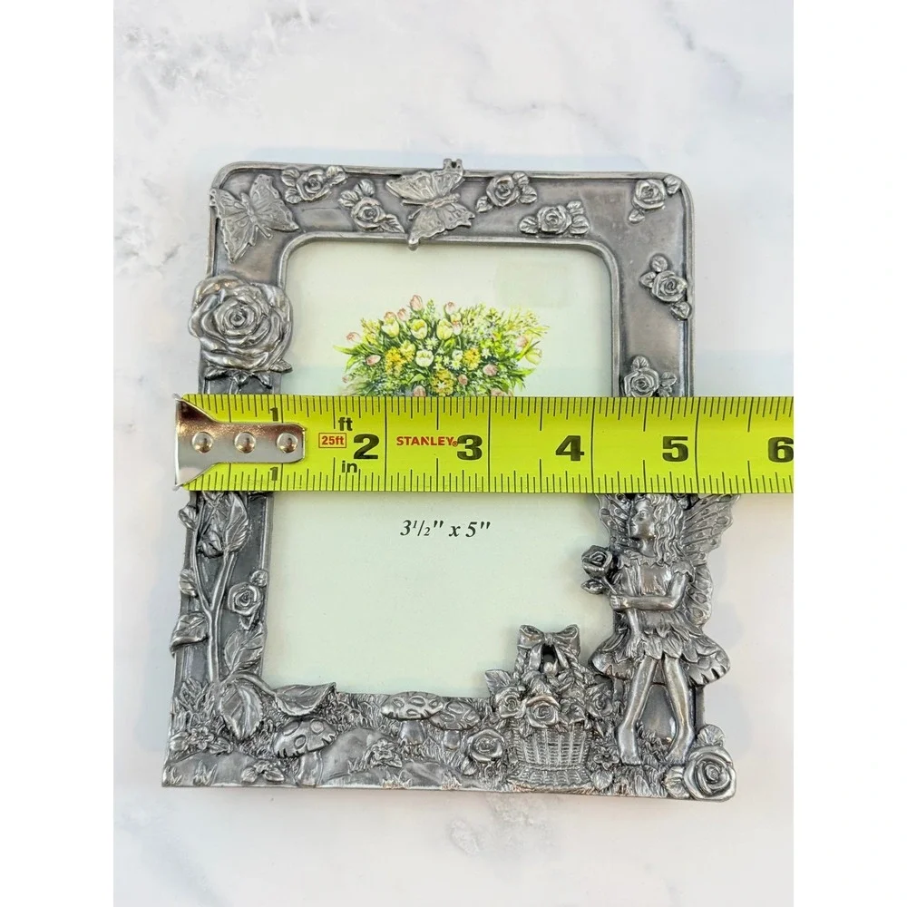 VTG RARE HK Perfect Pewter 3.5X5 Whimsical Fairy Floral Butterfly Frame